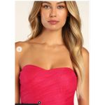 Lulus  Dress Womens XS Just a Twirl Hot Pink‎ Glitter Tulle Strapless Skater Mini Photo 4