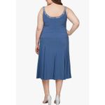 Alex Evenings Tea Length Dress Women's Petite 14P Blue Sequin Beaded Trim Photo 1