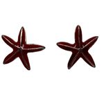 1960s Starfish Stud Earrings Red Enamel Coastal Nautical Beach Summer Jewelry Photo 2