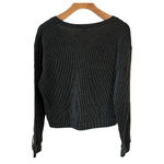 Forever 21  Sweater Blouse Womens Size S Gray Black Ribbed V Neck Long Sleeve Photo 7