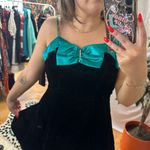 Vintage Velvet Party Cocktail Mini Dress Black green Size 5 Photo 4