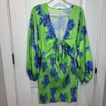 Free People  Mini Dress Cassie Dress Lime Blue Size S Summer Dress Photo 1