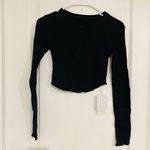 Commense Women's Henley Top Knit Slim Fit Stretch Long Sleeve Black Size XS NWT Photo 1