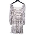 All in Favor Dress WOMENS MEDIUM White Long Sleeve Aztec Boho Semi-Formal Midi Photo 0