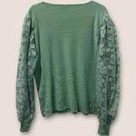 Sioni Women's XL Long Sleeve Green Sweater with Lace Sleeves Feminine Photo 3