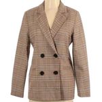 Urban Outfitters Brown Tartan Plaid Double Breasted Blazer Jacket Size Small S Photo 1