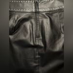 Newport News  Leather Skirt Black A-line Stitch Detail Photo 4
