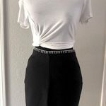 Bebe NEW  Black Pencil Mini Skirt White Trim Zip 2 XS Photo 0