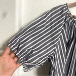 Old Navy  Womens Shirt Blouse Blue White Stripe Scallop Hem Keyhole Size XXL Photo 4