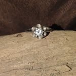 Vtg Avon Sterling Silver 925 Solitaire CZ Ring Size 11Ribbon Floral Engagement Photo 10