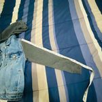 Aeropostale  Blue Denim Hoodie Jacket with Grey Sleeves Photo 5