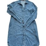 0039 Italy Womens Long Sleeve Denim Chambray Tunic Shirt Dress Blue Size M Size M Photo 0