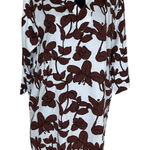 Natori  Brown Floral Short Kaftan Coverup MEDIUM Cotton Vacation Resort Oversize Photo 0