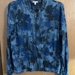 Juicy Couture Large Bomber Jacket Full Zip Up Floral Camo Print Blue Photo 0