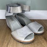 Sorel WOMENS 8.5 JOANIE II SANDAL ANKLE STRAP LEATHER WEDGE GRAY LEATHER ZIP Photo 0
