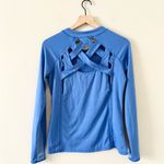 Lucky in Love Tennis Wear Long Sleeve Top with Criss Cross Back in Periwinkle S Blue Photo 2