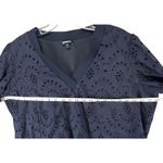 EXPRESS Tops Womens XL Navy Blue Cotton Eyelet V Neck Cottagecore Boho Feminine Photo 6