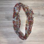 Large floral sheer circle scarf Red Photo 3