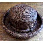 Women's Brown Raffia (?) Bowler Hat Rolled Brim Vintage Liz Claiborne 12” X 10” Photo 3
