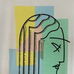 On Twelfth Women’s Abstract Face Sequined S/S Tee White/Pastel Size L NWOT Photo 4