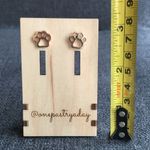 Paw Print Cut Out Stainless Steel Fashion Stud Earrings, ROSE GOLD Pink Photo 9