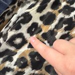 Kenneth Cole New York Animal Print Sheer Blouse Button Up Tunic Length size L Tan Size L Photo 12