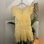 Love Shack Fancy  Darryl Lace Trim Pale Yellow Flutter Sleeve Ruffle‎ Mini Dress Photo 2