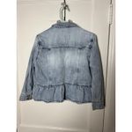 Kancan Light Wash Peplum Denim Jean Jacket Women's Size Large Blue Photo 8