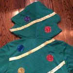 UNISEX Full Zip Sequin Ornaments & Gold Tinsel Christmas Tree w Pocket Sz XL NWT Green Photo 3