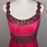 Adrianna Papell Beaded Silk Empire Waist Evening Formal Evening Gown Hot Pink 10 Photo 2