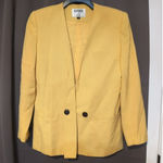Kasper For A.S.L Women's Collarless Yellow Blazer, Size 8/9, Single Breasted Photo 0