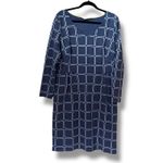 Boden Eliza Dress 16L Tall Blue Grid Midi V Neck Long Sleeve Lined Work Office Size undefined Photo 11