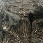 Women's Black Long Knitwear With Faux Fur Collar (4 Photo 3