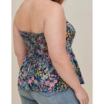 Torrid SZ 0 (Large) Challis Lace-Up Back Corset Top Floral Strapless Smocked New Photo 1