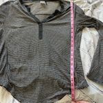 Akemi + Kin  Black Metallic Stripe V-Neck Long Sleeve Top Women’s Large Lurex Photo 10