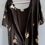 August Max Vintage 100% Silk Shell Floral Coastal Maxi dress with Sleeves Sz 14W Black Photo 4