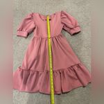 Fashion Old Rose Voluminous Puff Sleeve Tiered Ruffle Hem Boho Dress Pink Photo 3