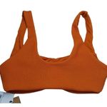 Volcom Scoop Neck Cropped Bikini Top Burnt Orange Size SMALL New NWT Photo 1