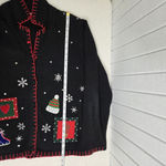 Basic Editions Black Cardigan with Festive Christmas Accents Size L Size L Photo 4