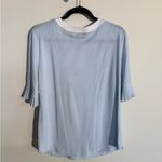 New York & Company Blue & White Pinstripe Blouse – Size Large Photo 3