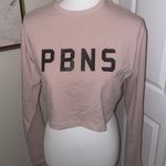 Alphalete Long Sleeve Light Tan / Mauve Colored Workout Crop Top Photo 3
