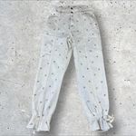 Something Navy  Sylvia Floral Embroidered Ankle Tie Jean Jogger Cottagecore Sz‎ 2 Photo 1