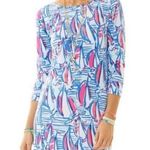 Lilly Pulitzer Marlowe Dress Sailboats Red Right Shift T-shirt XXSmall Nautical Photo 0