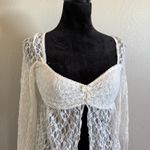Kimchi Blue Kimchi‎ Blue White Lace Sheer Long Sleeve Babydoll Top Y2K Romantic Boho Size S Photo 4
