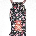 “Dainty Dapper” Floral Black Necktie Necklace with rhinestone teddy bear Photo 3