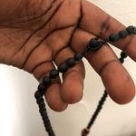 Whimsygoth Red crystal gemstone tribal black beads ethnic necklace Photo 2