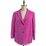 Lands' End  Pink Blazer Green Satin Lining Wool Blend Vented Plus SZ 18W NWOT Photo 1