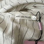 Avec Les Filles White Black Pinstripe Smocked Waist V Neck Crop Top Size L NWT Photo 5