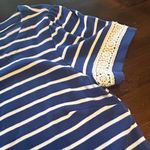 Talbots Cotton Lace Trim Shift Dress Sprint Stripe Casual Women's Size Medium Photo 4