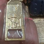 Badgley Mischka Navy Blue Quilted Wristlet Wallet NBM Gold Accent Zip Around Clutch Photo 2